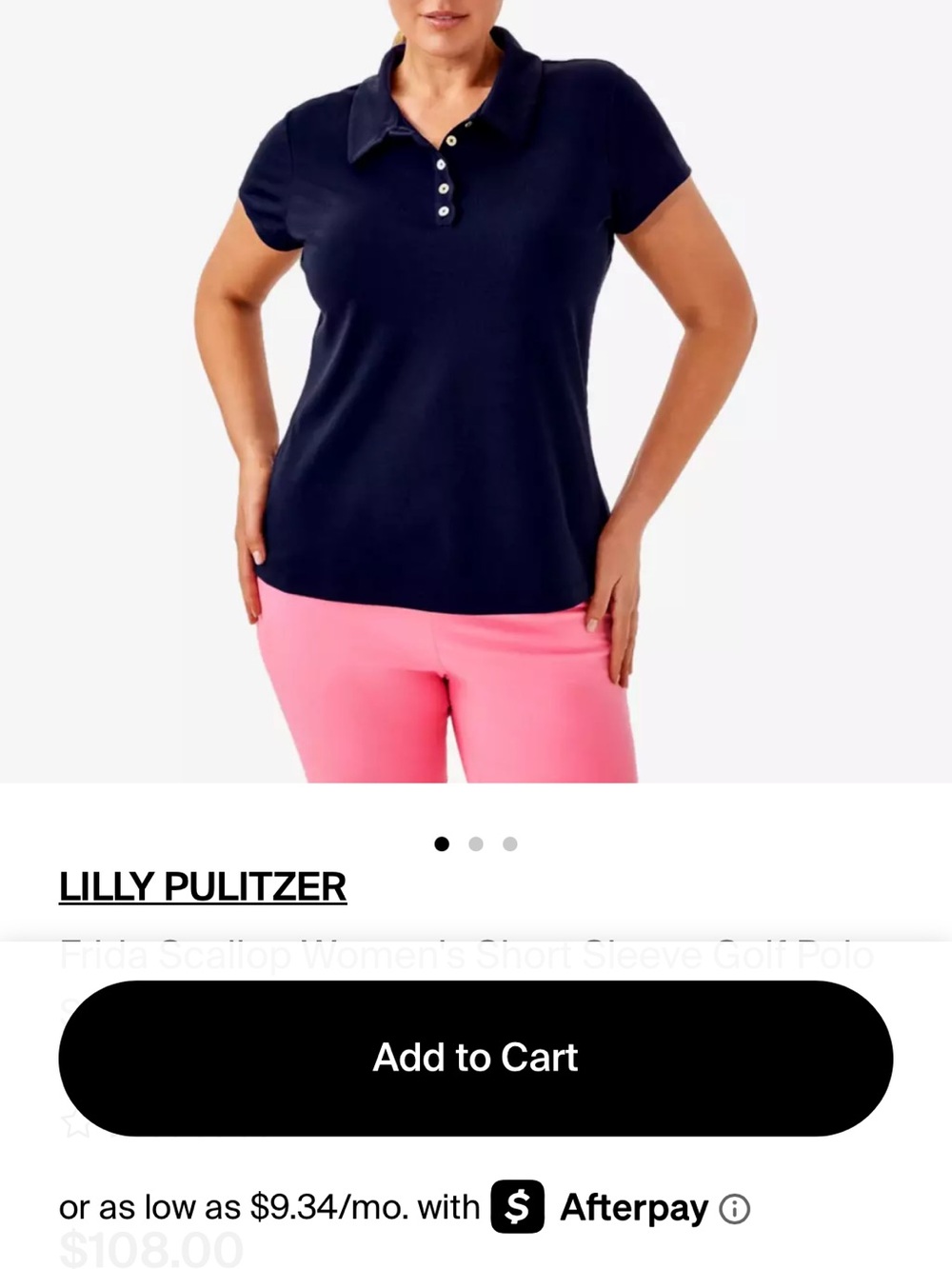 Lilly Pulitzer Frida Navy Scallop Polo Top Size Large New